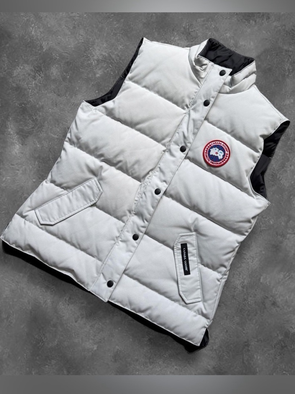 Canada Goose White Quilted Puffer Vest with Logo Patch
